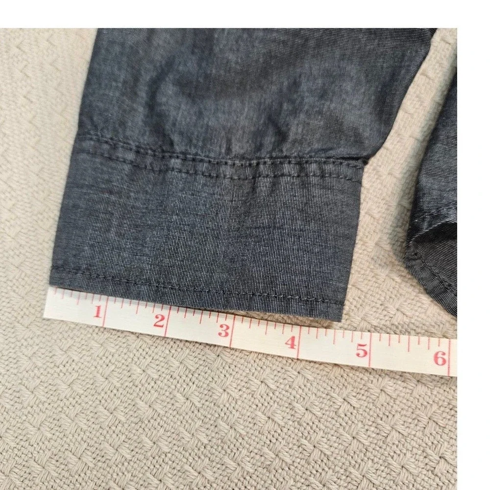 American Rag Mens XXL Gray Cotton Chambray Roll Tab Utility Button Down Shirt
